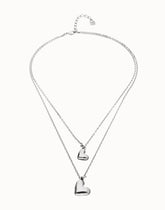 Sterling Silver Double Plated Necklace With Two Hearts