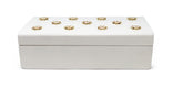 White Wooden Decorative Box with Gold Flower Beads