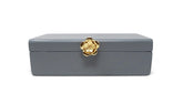 Grey Wood Decorative Box with Gold Flower Opener
