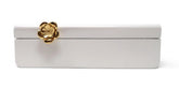 Rectangular White Wood Decorative Box with Gold Flower Detail - Small