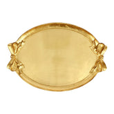 Florentine Wooden Accessories Gold Bow Handled Oval Tray