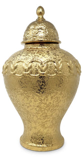 Gold Ginger Jar with Gold Chain Detail - Large