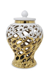 Gold and White Design Ginger Jar