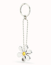 Flower Keyring With Yellow Faceted Crystal