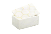 White Marble Decorative Box W/ Gold Hexagon Design On cover