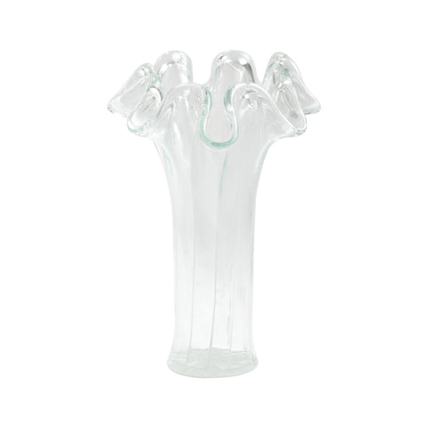 Onda Glass Clear With White Lines Short Vase