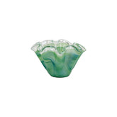 Onda Glass Green Petite Ruffled Bowl