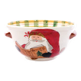 Old St. Nick Handled Medium Bowl With Santa Reading