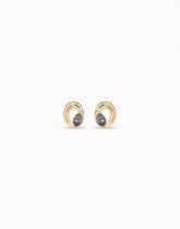 Stud Earrings Oval Shape And Faceted Crystal - Gold