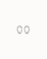 Stud Earrings With Small Oval Link Shape - Silver