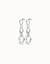 Earrings With 3 Links Of Two Different Sizes - Silver