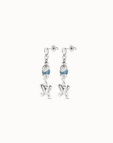 Earrings With Blue Crystals and Butterfly