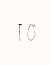 Hoop Earrings With White Topaz - Silver
