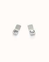 Stud Earrings With White Faceted Crystal