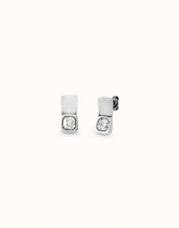 Stud Earring Plated Sterling Silver With White Faceted Crystal