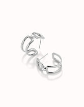Double Hoop Earrings With White Topaz - Silver