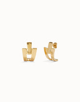 Triple-Curve Stud Earrings - Gold