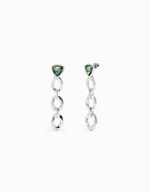 Drop Earrings With Links And Green Glass