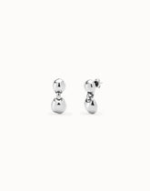 Drop Earrings With Two Beads - Silver