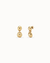Drop Earrings With Two Beads - Gold