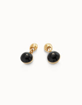 Drop Earrings With Two Murano Glass Beads - Gold