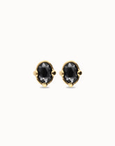 Earrings With Grey Faceted Crystal - Gold