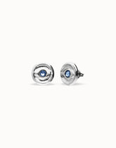 Earrings Plated In Sterling Silver With A Blue Faceted Crystal