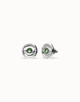 Earrings Plated In Sterling Silver With A Green Faceted Crystal