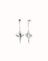 Sterling Silver Plated Metal Alloy Long Earrings In The Shape Of A Stingray