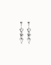 Sterling Silver Plated Heart Shaped Long Earrings