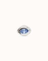 Single Stud Earring With Blue Stone - Silver