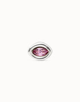 Single Stud Earring With Purple Crystal - Silver