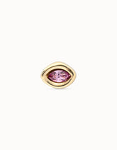 Single Stud Earring With Purple Crystal - Gold