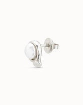 Single Stud Earring With Pearl - Silver
