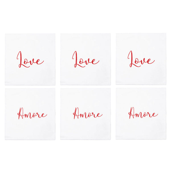 Papersoft Napkins Love/amore Cocktail Napkins (pack Of 20) - Set Of 6