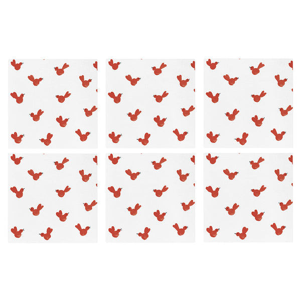 Papersoft Napkins Red Bird Cocktail Napkins (pack Of 20) - Set Of 6