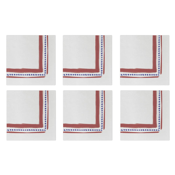 Papersoft Napkins Campagna Red Cocktail Napkins (pack Of 20) - Set Of 6