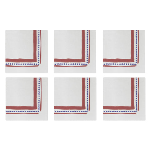 Papersoft Napkins Campagna Red Cocktail Napkins (pack Of 20) - Set Of 6