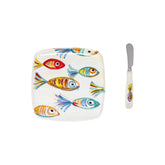 Pesci Colorati Square Plate With Spreader