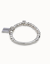 Beaded Stretch Bracelet With Tubular Piece And A Charm