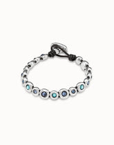 Leather Bracelet With Blue Crystals