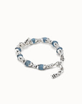 Beaded Bracelet With Blue Crystals and Central Butterfly