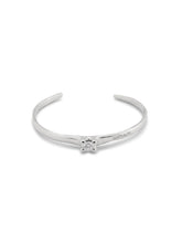 Cuff Bracelet With Blue Cubic Zirconia - Silver