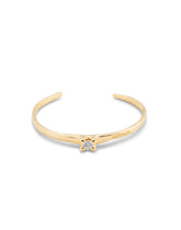 Cuff Bracelet With Blue Cubic Zirconia - Gold