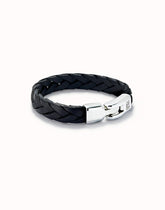 Black Braided Leather Bracelet With Clasp