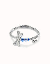 Beaded Stretch Bracelet With A Dragonfly And Blue Crystal