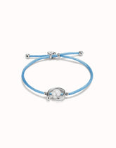 Blue Thread Bracelet With Pearl - Silver