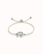 Cream Thread Bracelet With Pearl - Silver