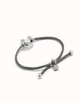 Grey Thread Bracelet With Pearl - Silver