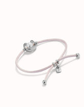 Lilac Thread Bracelet With Pearl - Silver
